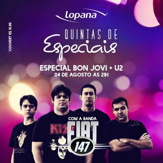 Clssicos dos anos 80, Bon Jovi e U2 ganham noite musical no Lopana nesta quinta-feira (04)